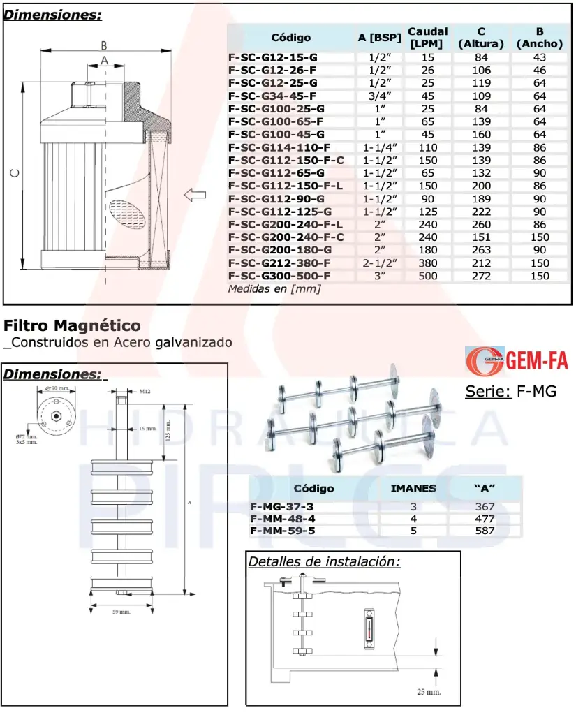 Filtros - Succión y Magnetico